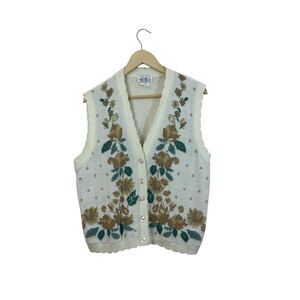 Vintage Cricket Lane Large Sweater Vest Cottagecore Granny Cottage Womens